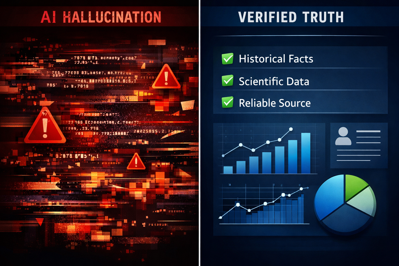AI Hallucination vs Verified Truth comparison